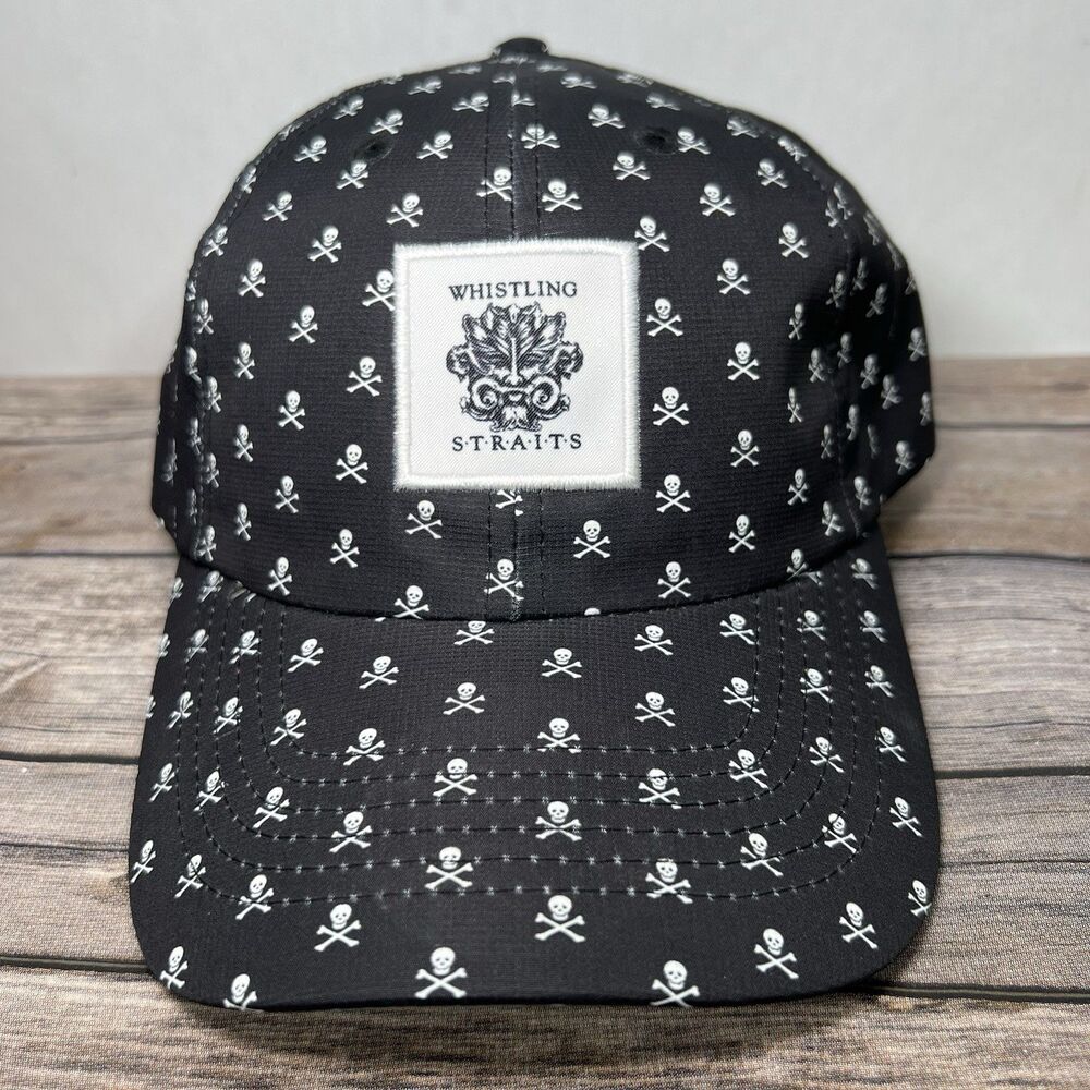 Whistling Straits Imperial Strapback Hat Cap Black Skull & Crossbones AOP OSFA